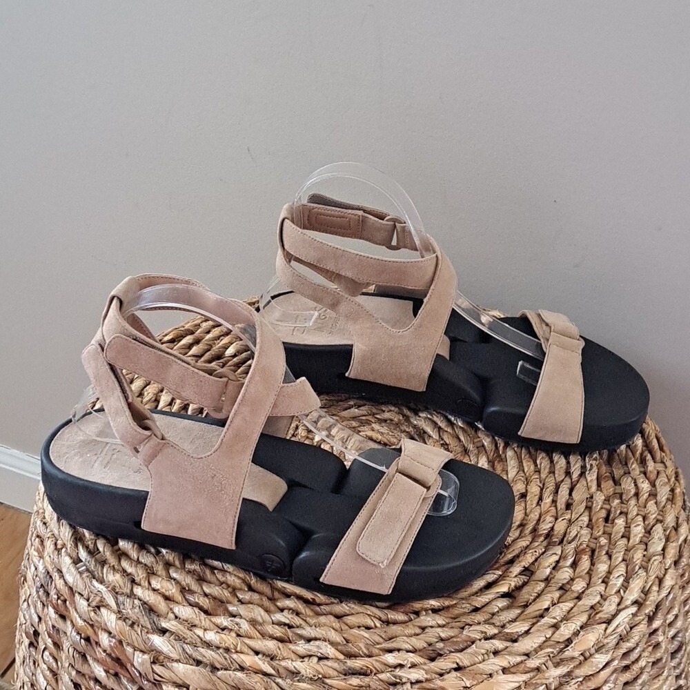 Figs by Figueroa Unisex Beige Suede Flex Adjustable Strappy Sandals EU40/W9.5/M8